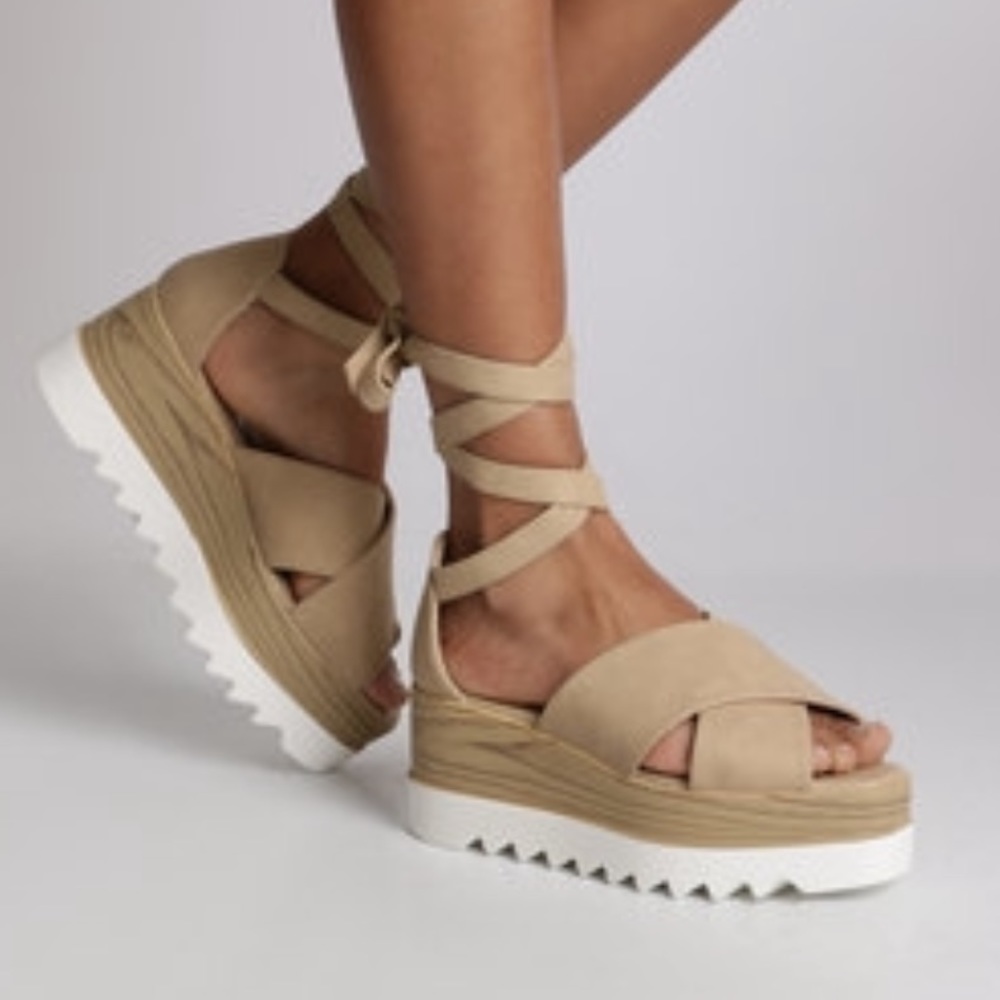 Public Desire nude platform sandals